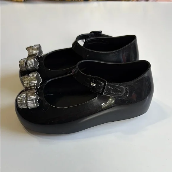 Mini Melissa Black and Silver Dress Shoes with Bow Detail toddler girl - Picture 5 of 6